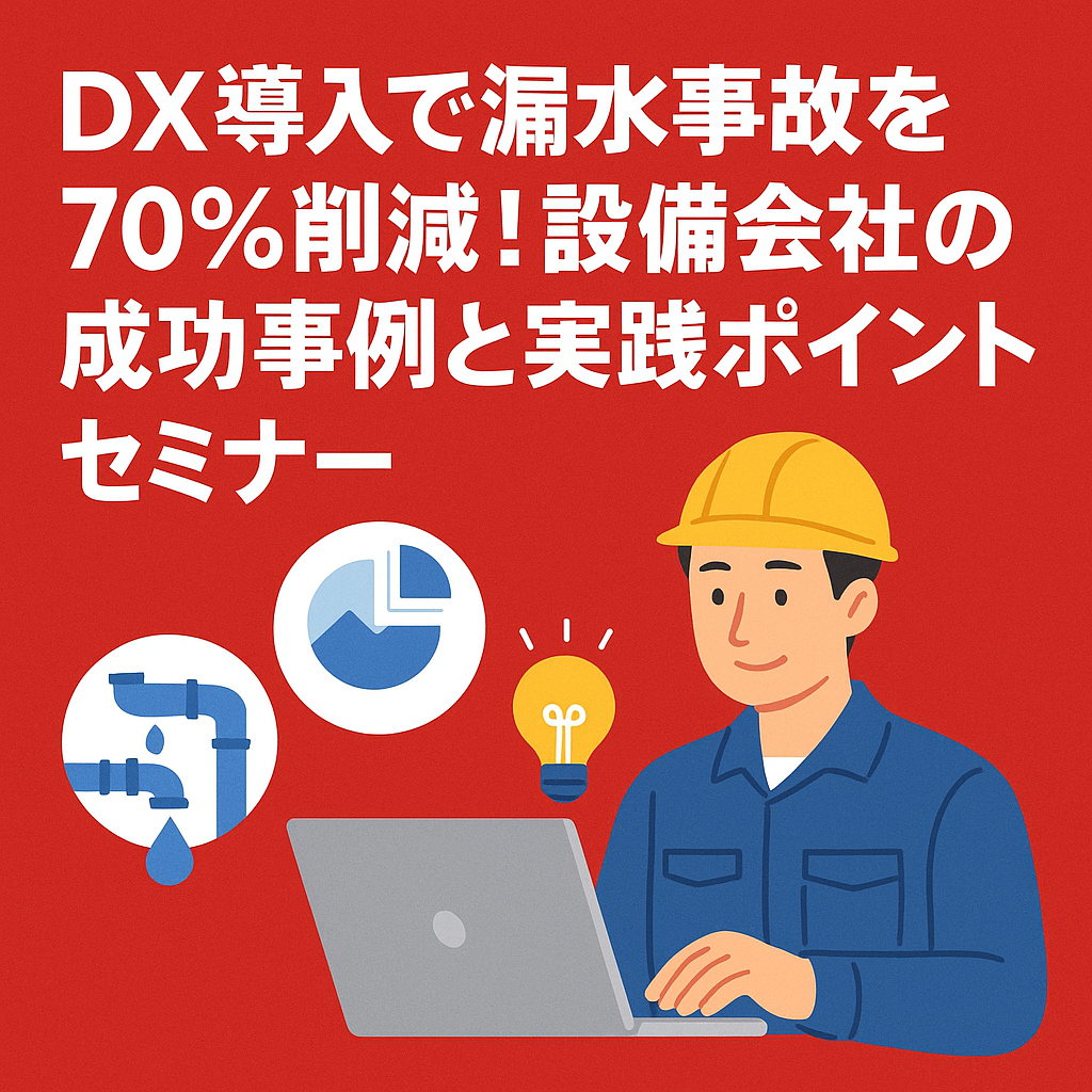 DX導入で漏水事故を70%削減!設備会社の成功事例と実践ポイントセミナー